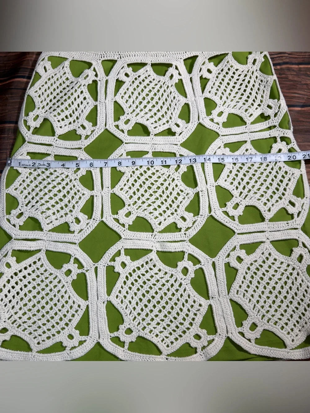 Tory Burch Green & Ivory Cotton Crochet Lace A-Line Skirt Sz 12/14 Style #211433